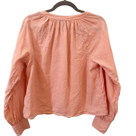 J. CREW Linen Cabana Long Sleeve Top in "Peach Clay" Pink Size Small - Picture 8 of 12